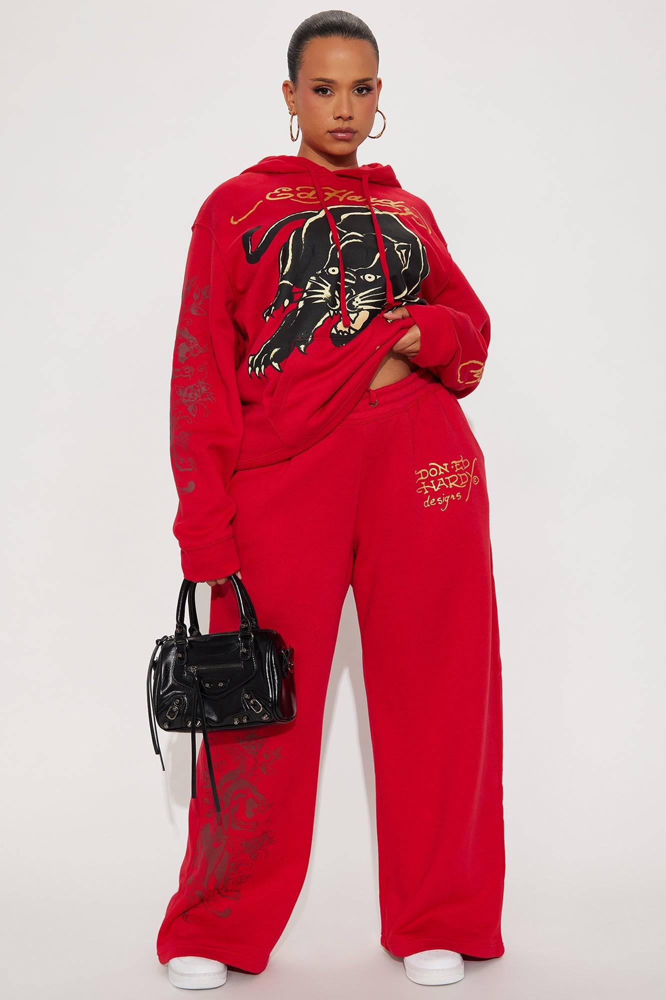 Ed Hardy Black Panther Wide Leg Pant - Red