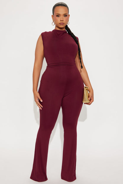 No Vacancy Jumpsuit - Burgundy