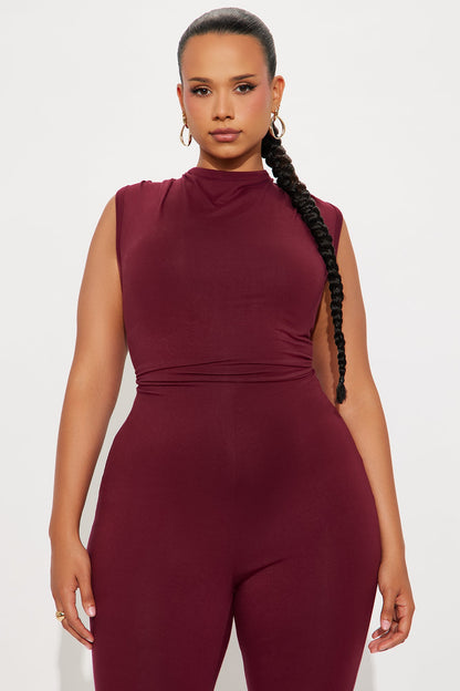 No Vacancy Jumpsuit - Burgundy