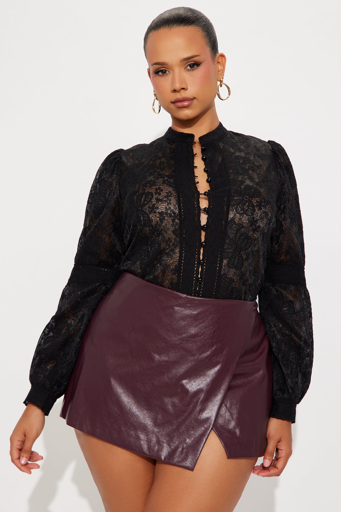 First Impression Floral Lace Shirt - Black