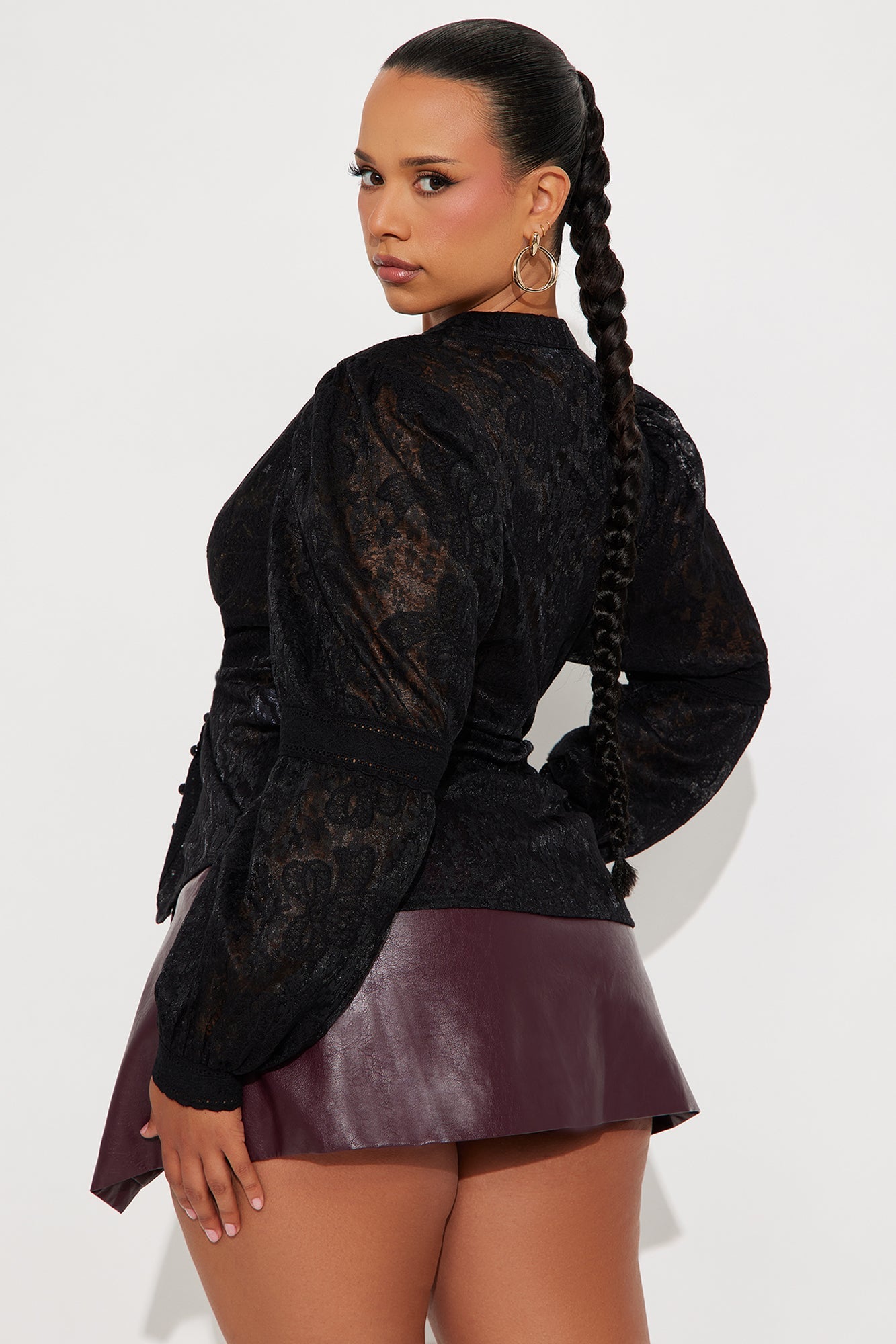 First Impression Floral Lace Shirt - Black