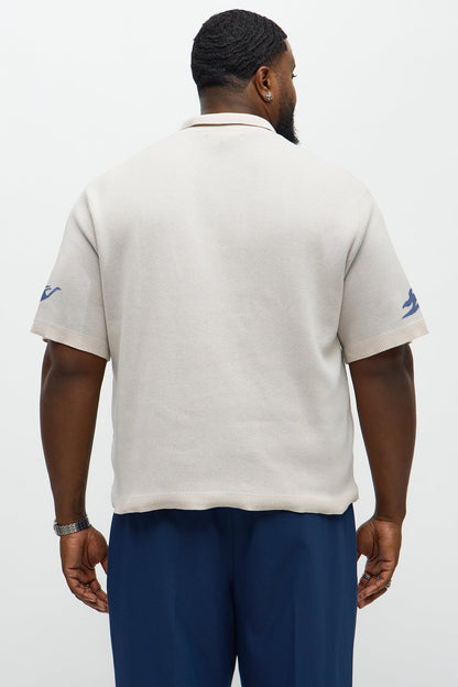 Regular Fit 13 Button Up Sweater Shirt - Cream/combo