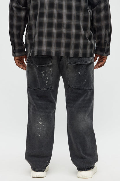 Straight Nocturnal Edge Distressed Jeans - Black Wash