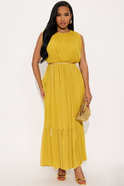 Call It Classy Chiffon Maxi Dress - Mustard