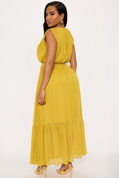 Call It Classy Chiffon Maxi Dress - Mustard