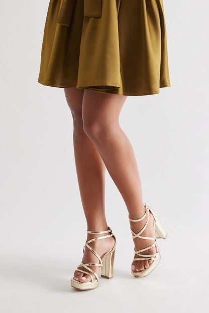 Cadel Faux Leather Heels - Gold