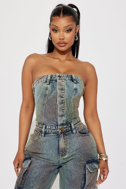 Loosing Touch Denim Jumpsuit - Denim