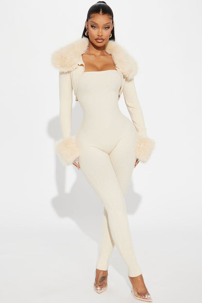 All Yours Sweater 2 Piece Jumpsuit Set - Cream
