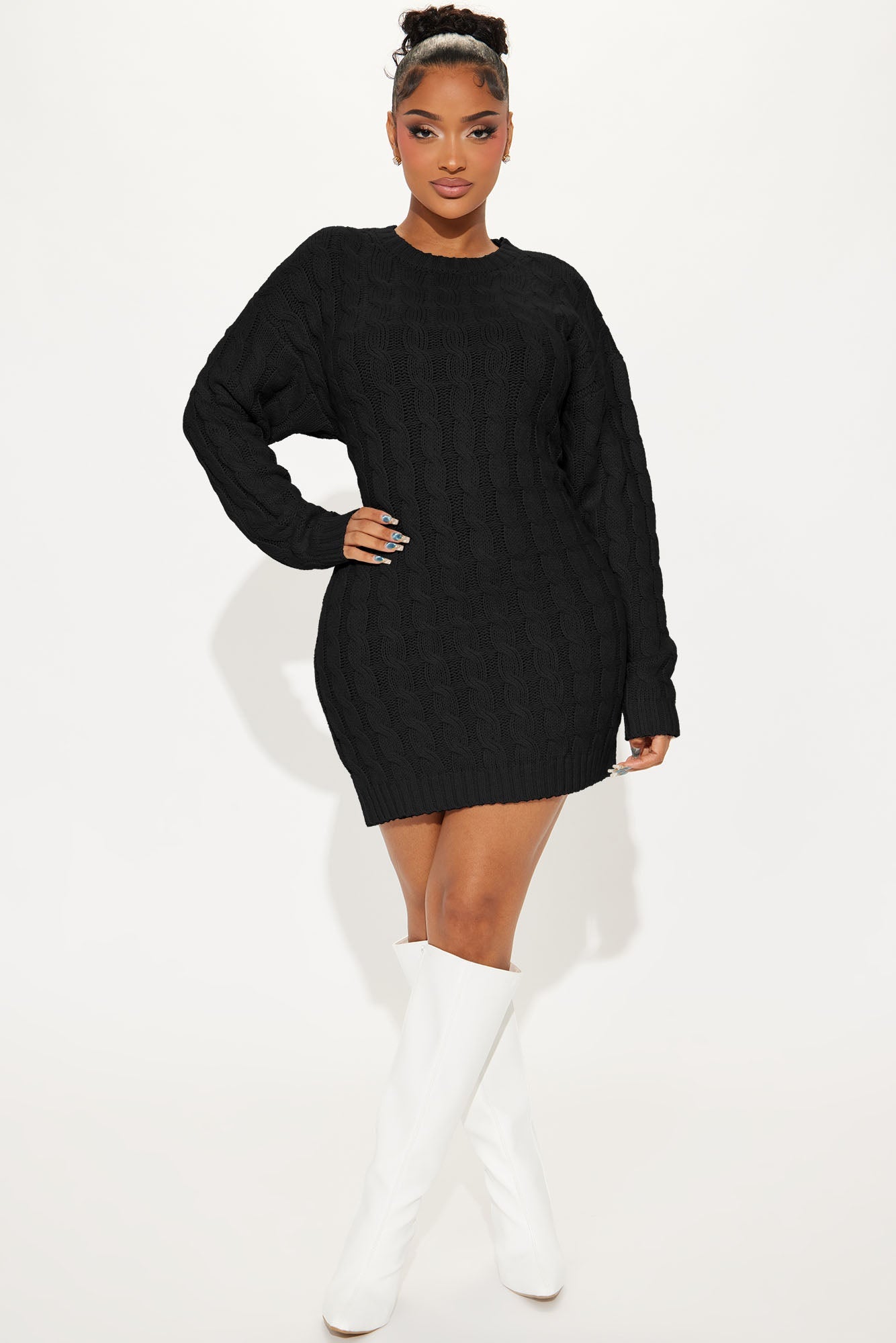 Bookworm Sweater Mini Dress - Black
