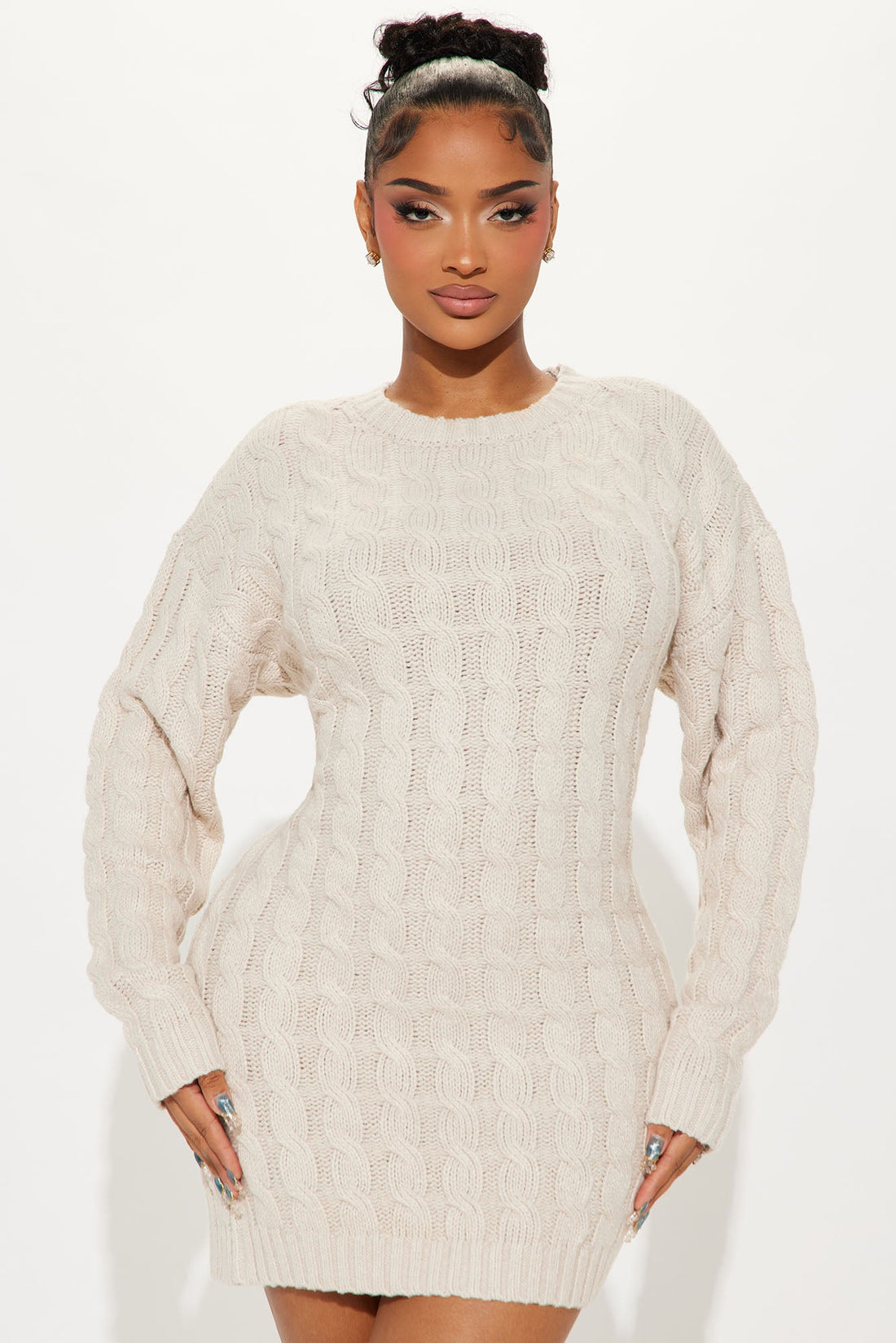 Bookworm Sweater Mini Dress - Oatmeal