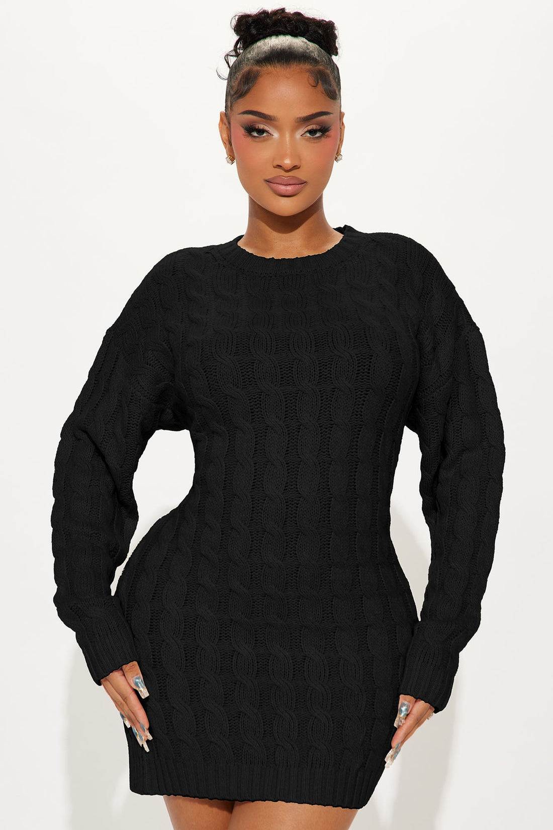 Bookworm Sweater Mini Dress - Black