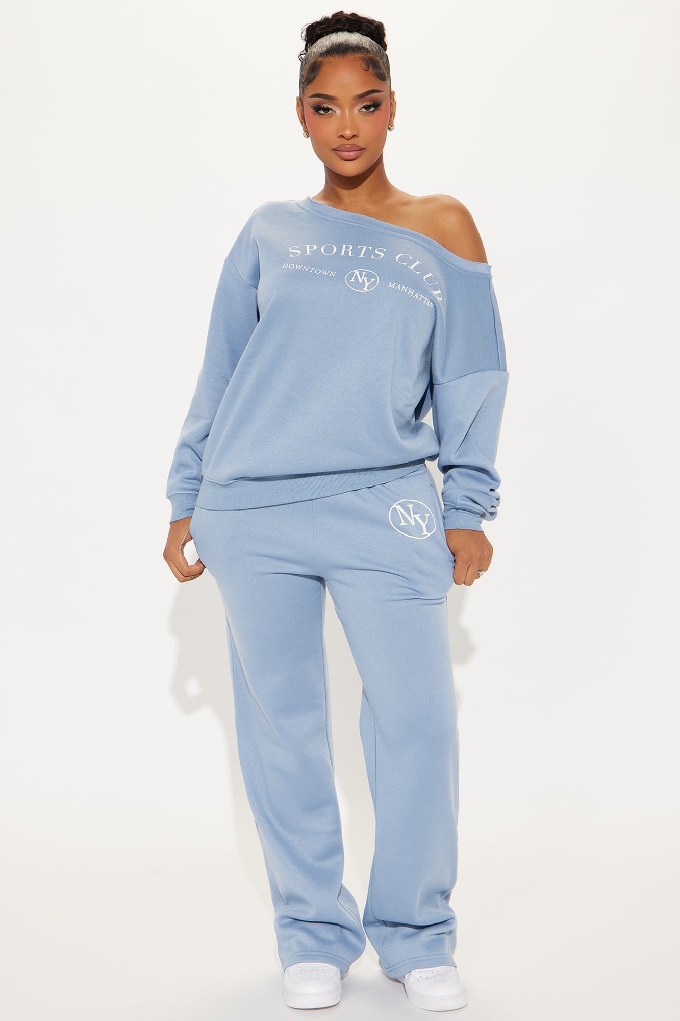 Around The World Fleece Pant Set - Blue