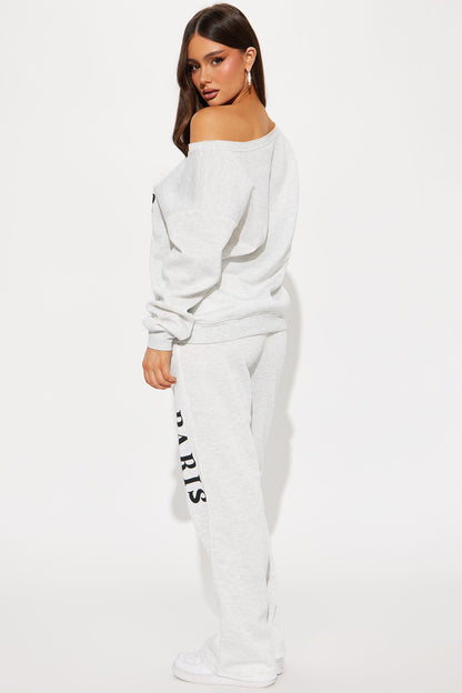 Around The World Fleece Pant Set - Heather Grey