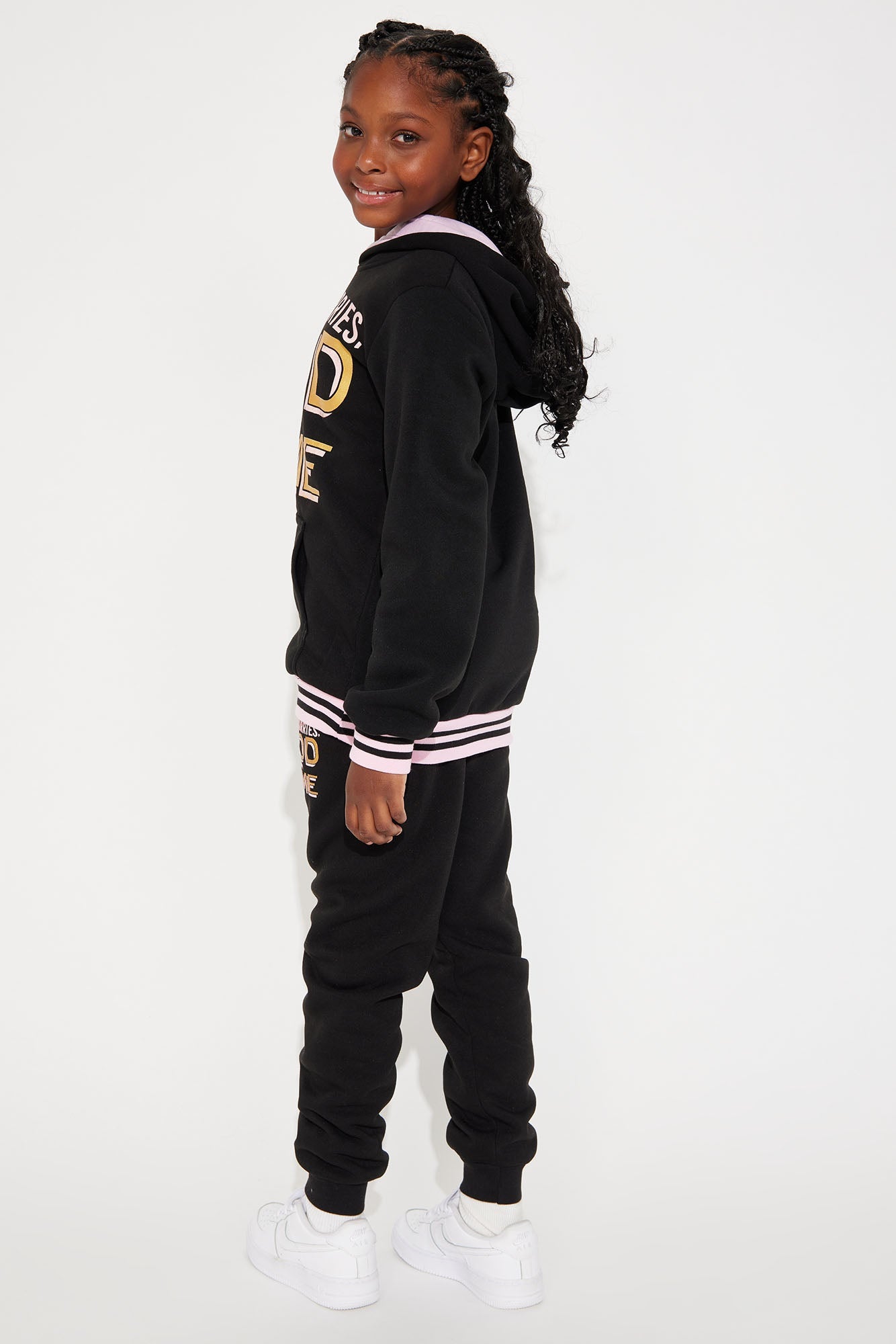 Mini God Got Me Fleece Set - Black