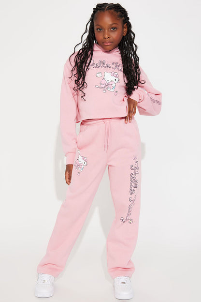 Mini Hello Kitty Crop Fleece Hoodie - Pink