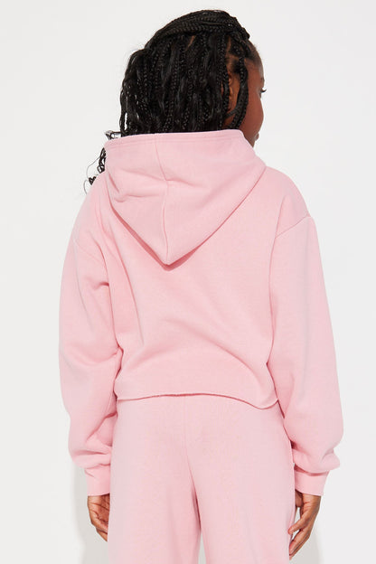 Mini Hello Kitty Crop Fleece Hoodie - Pink