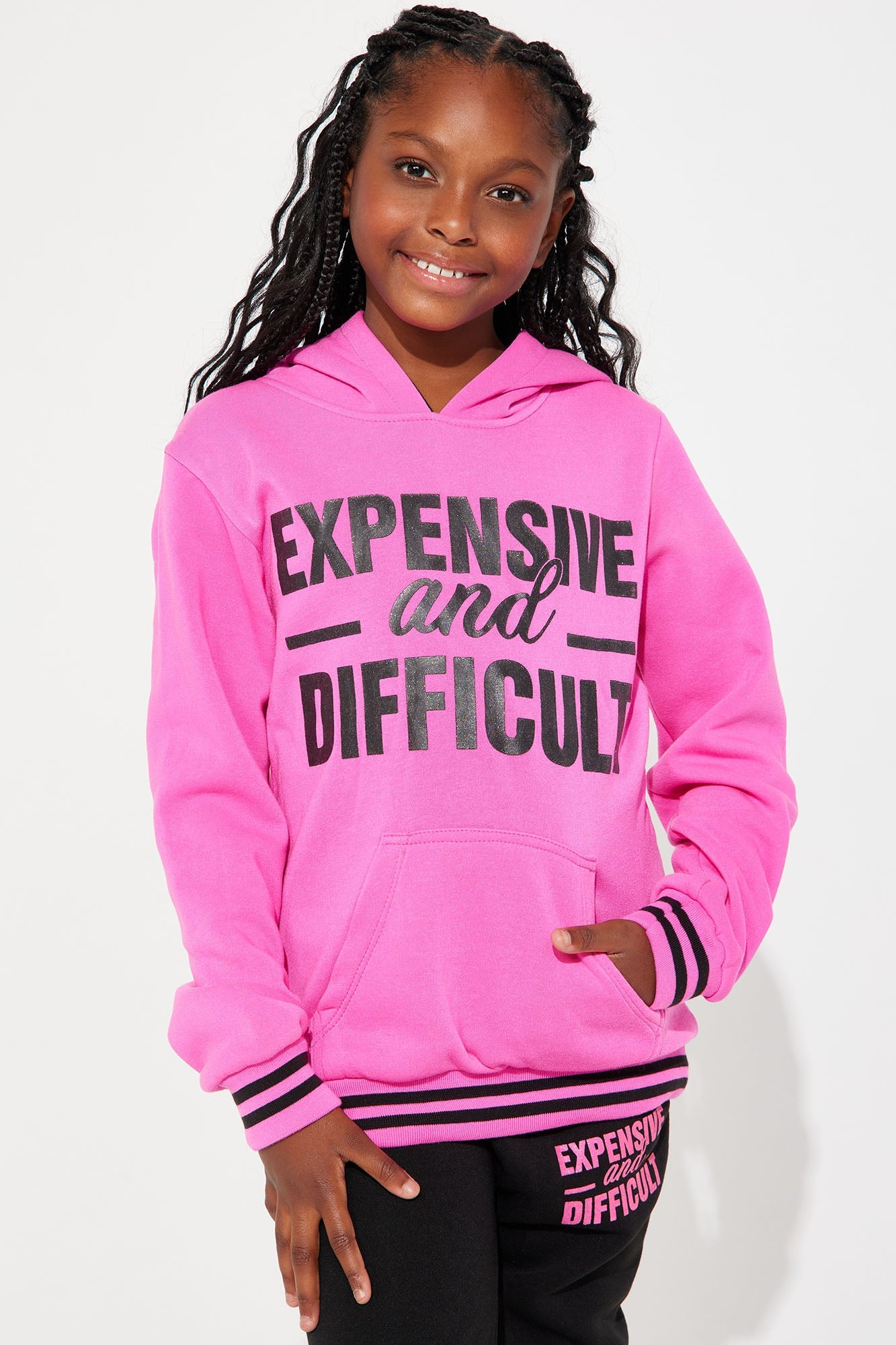 Mini Expensive And Difficult Fleece Set - Black/Pink