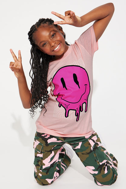 Mini Dripping Smiley T-Shirt - Pink