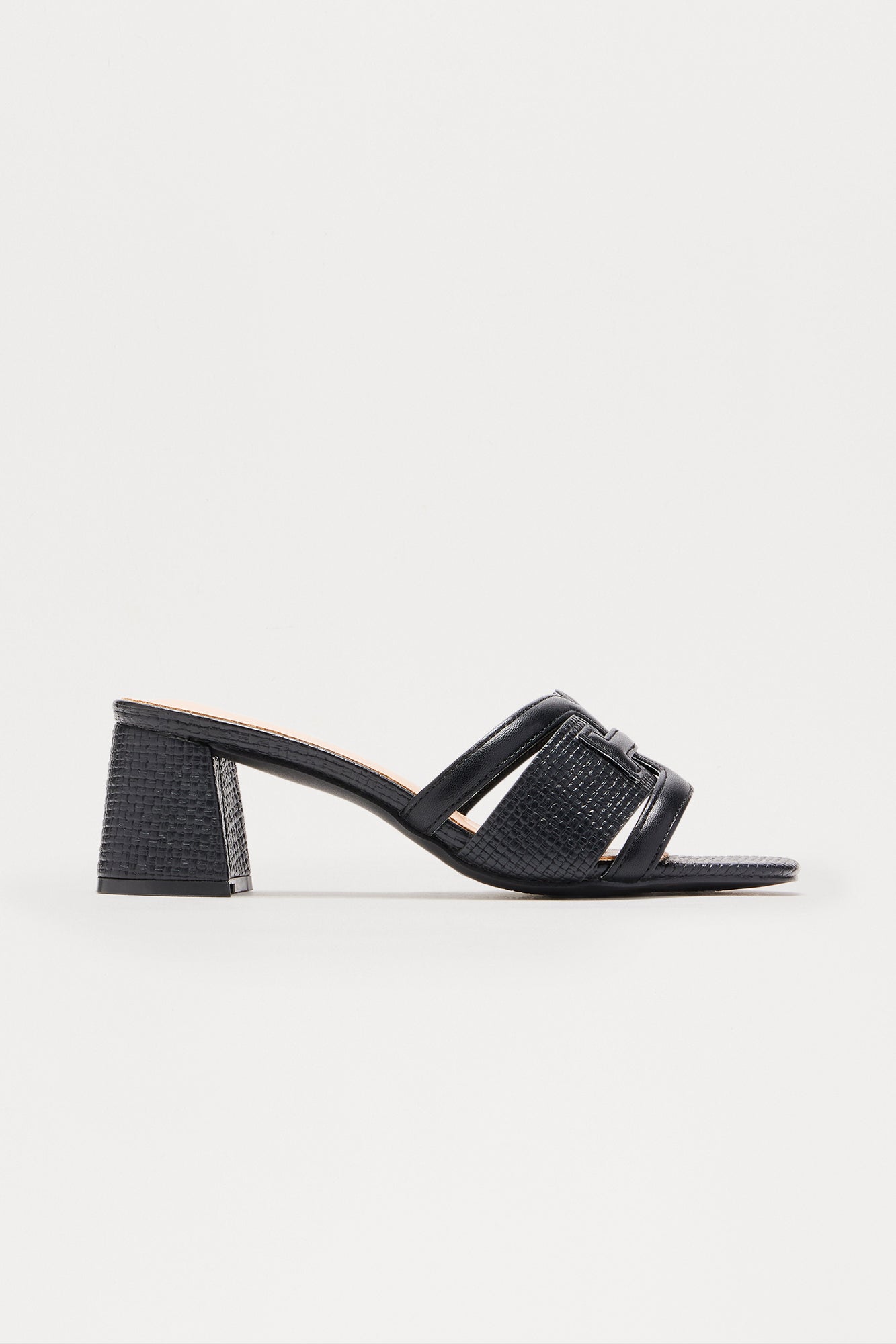 Horizon Raffia Mules - Black