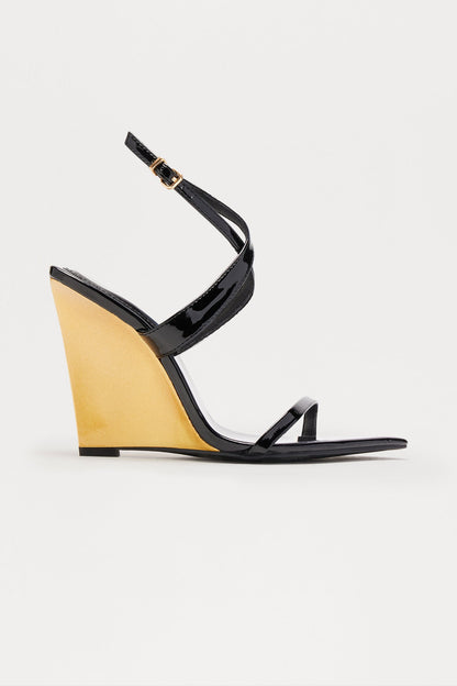 Kellan Ankle Strap Wedges - Black