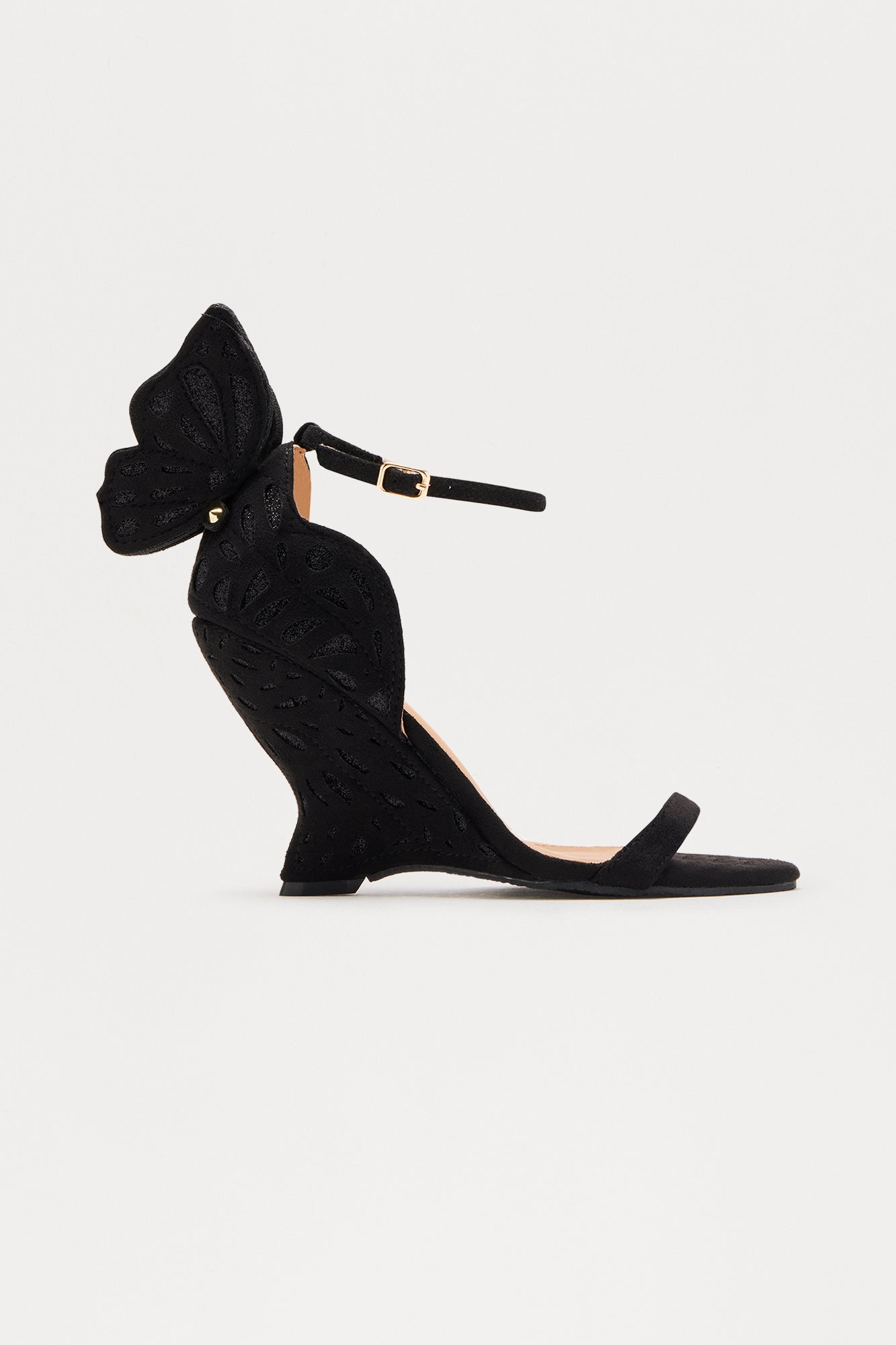 Marella Glitter Butterfly Wedges - Black