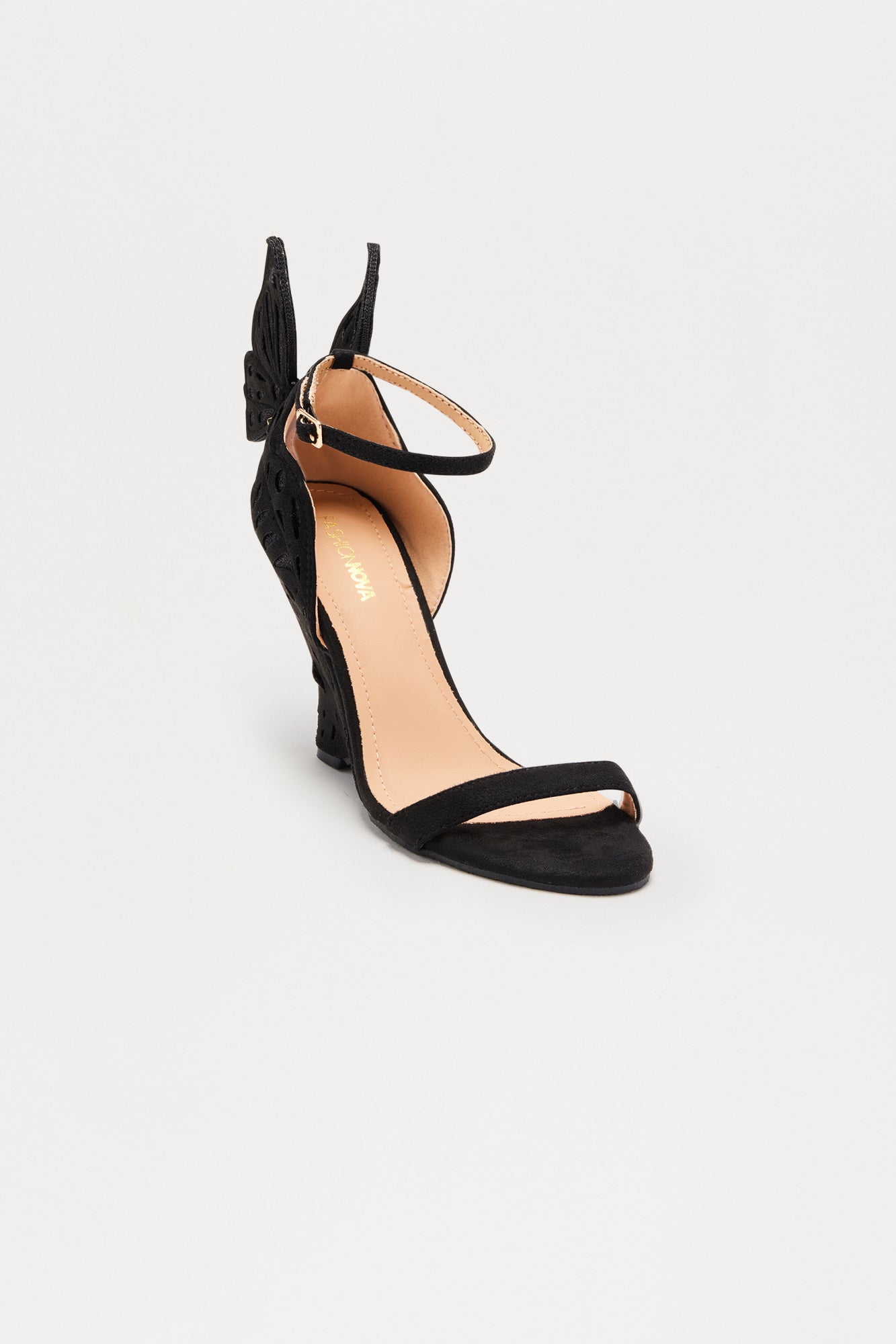 Marella Glitter Butterfly Wedges - Black