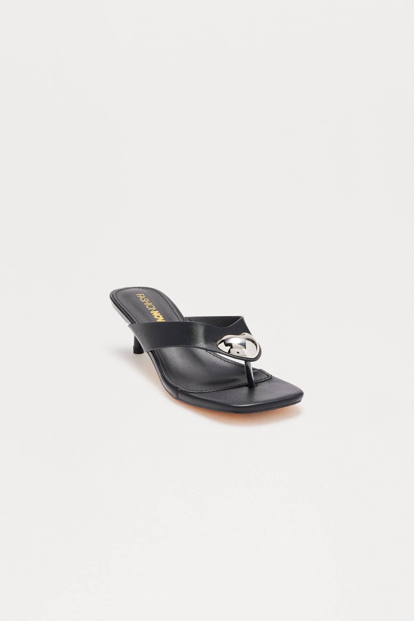 Taye Heart Thong Mules - Black