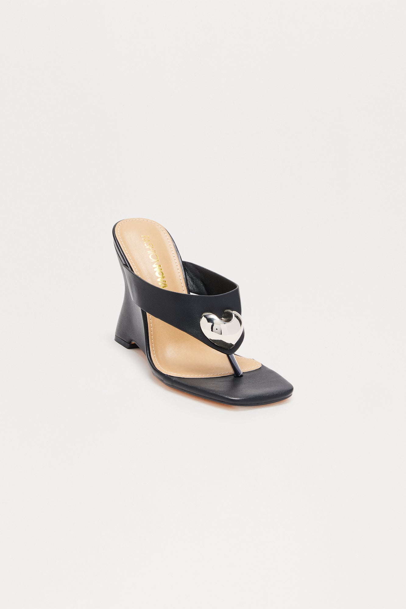 Gifted Heart Thong Wedges - Black