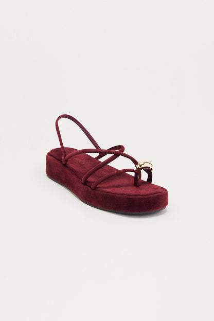 Emiko Toe Ring Platform Sandals - Burgundy