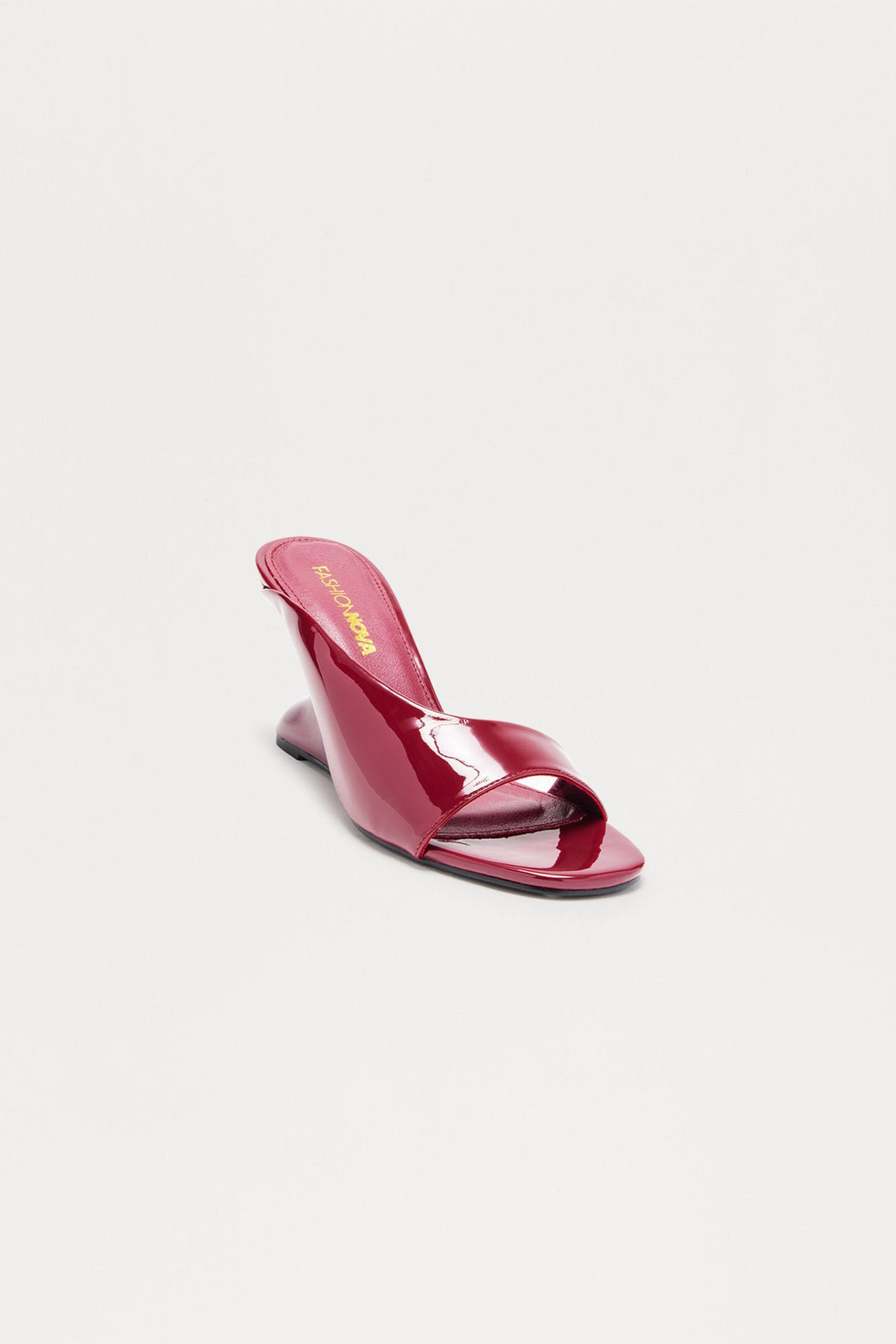 Curve Faux Patent Wedges - Burgundy
