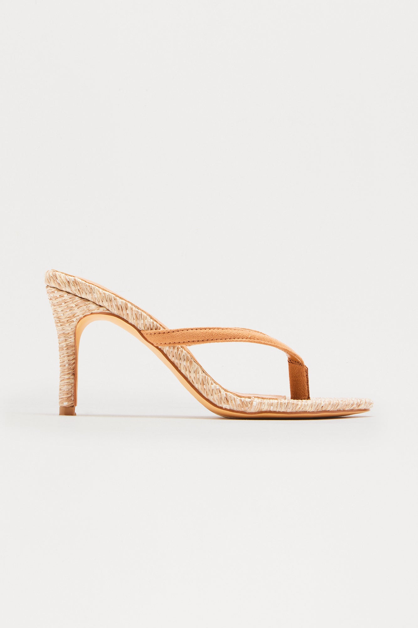 Saros Raffia Thong Mules - Natural