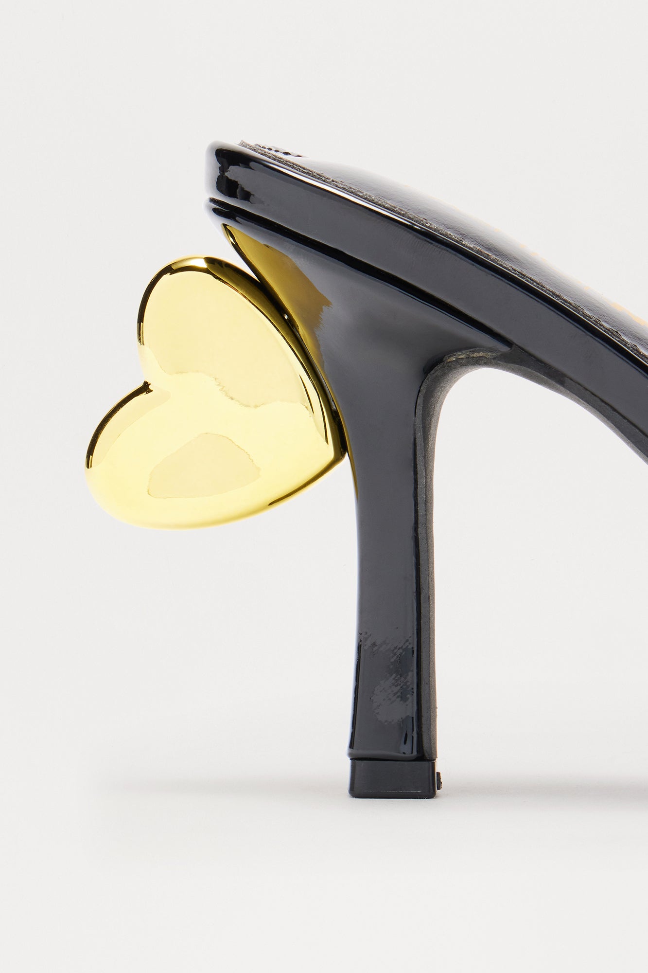 Lorali Faux Patent Heart Heels - Black