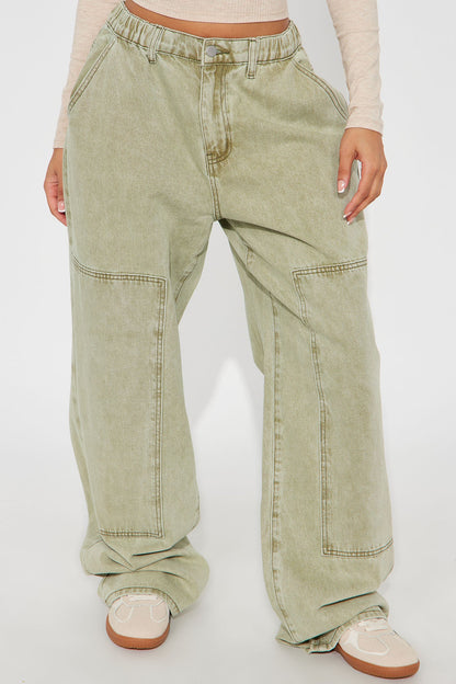 Remi Wide Leg Jogger - Olive