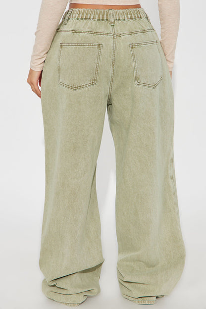 Remi Wide Leg Jogger - Olive