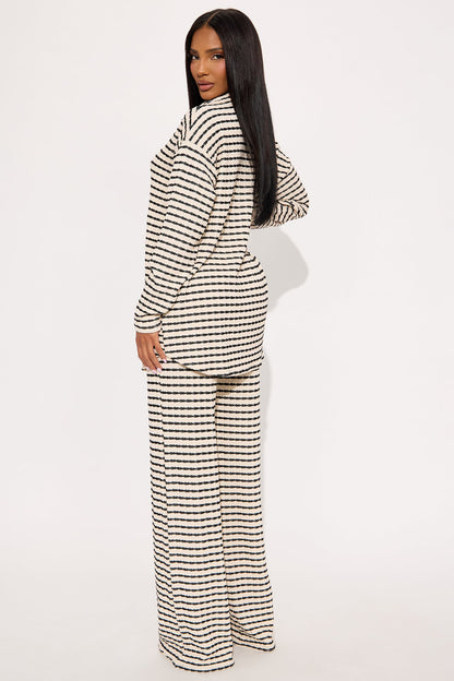 Sony Textured Wide Leg Pant Set - Black/combo