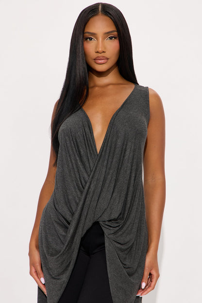 Cavell Loose Cowl Neck Top - Grey
