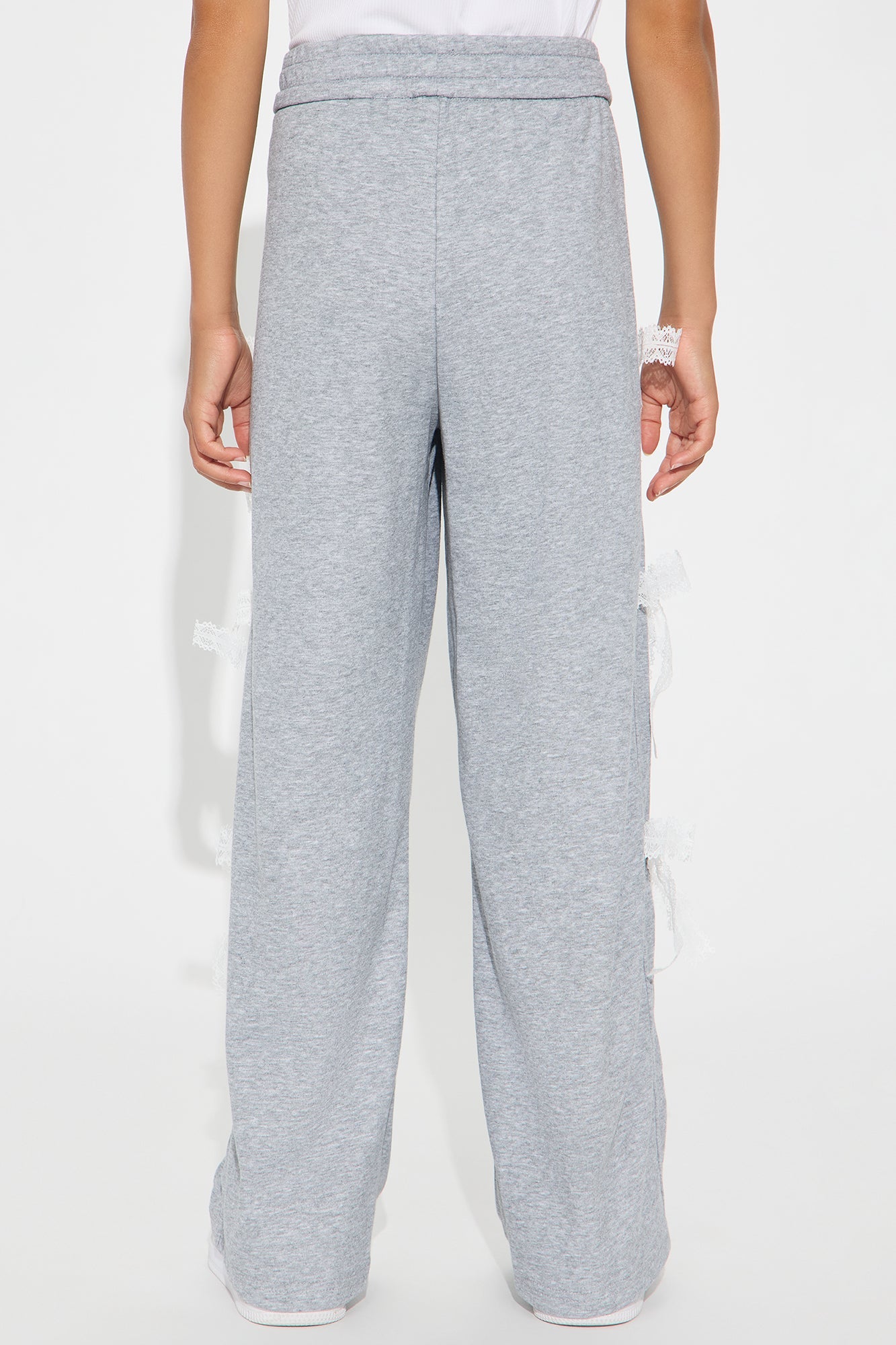 Mini Amazing Day Lace Bow Pants - Heather Grey