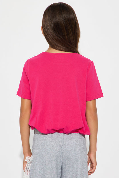 Mini Feeling Inspired Short Sleeve Tee - Hot Pink