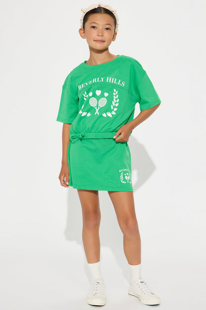 Mini Beverly Hills Girlie T-Shirt And Skort Set - Kelly Green