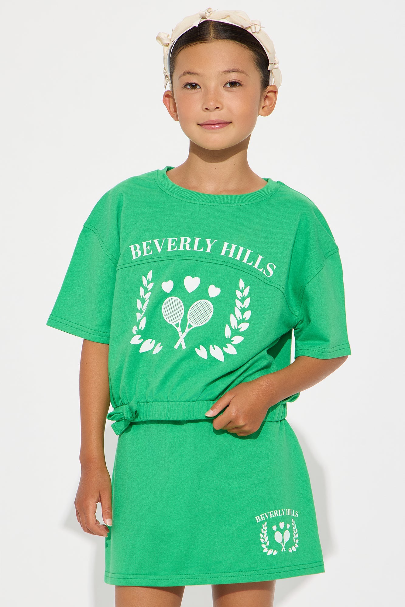 Mini Beverly Hills Girlie T-Shirt And Skort Set - Kelly Green