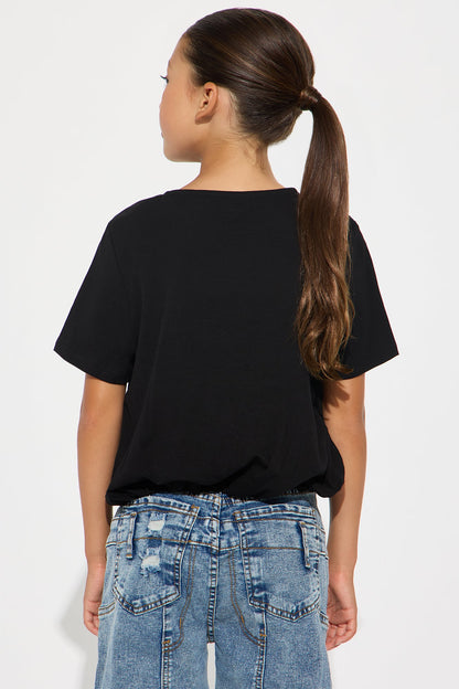 Mini Feeling Inspired Short Sleeve Tee - Black