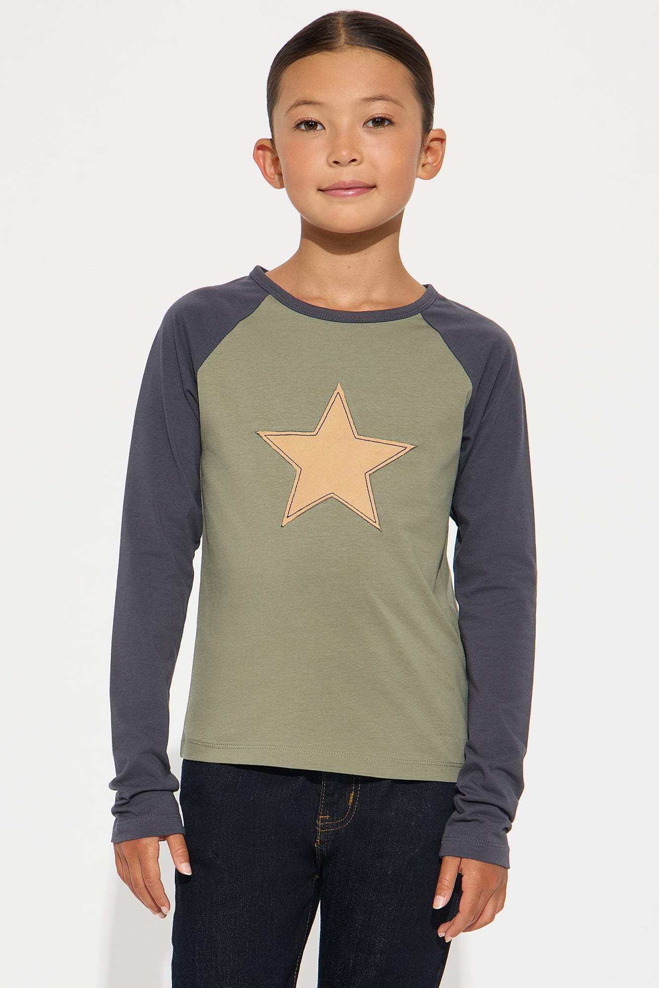 Mini StarStruck Raglan Long Sleeve Tee - Olive
