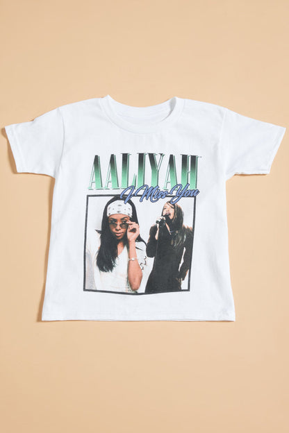 Mini Aaliyah I Miss You Top - White