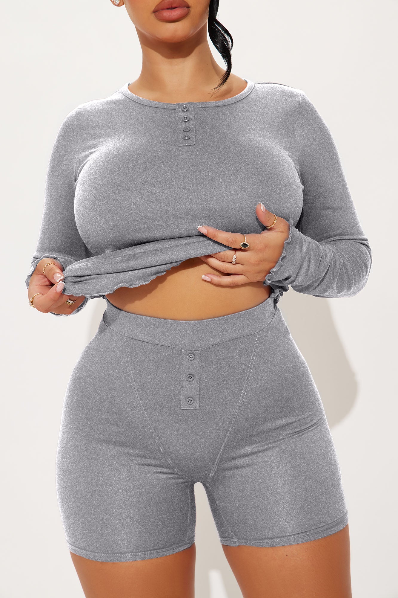 Between Us PJ Boxer Short Set - Heather Grey