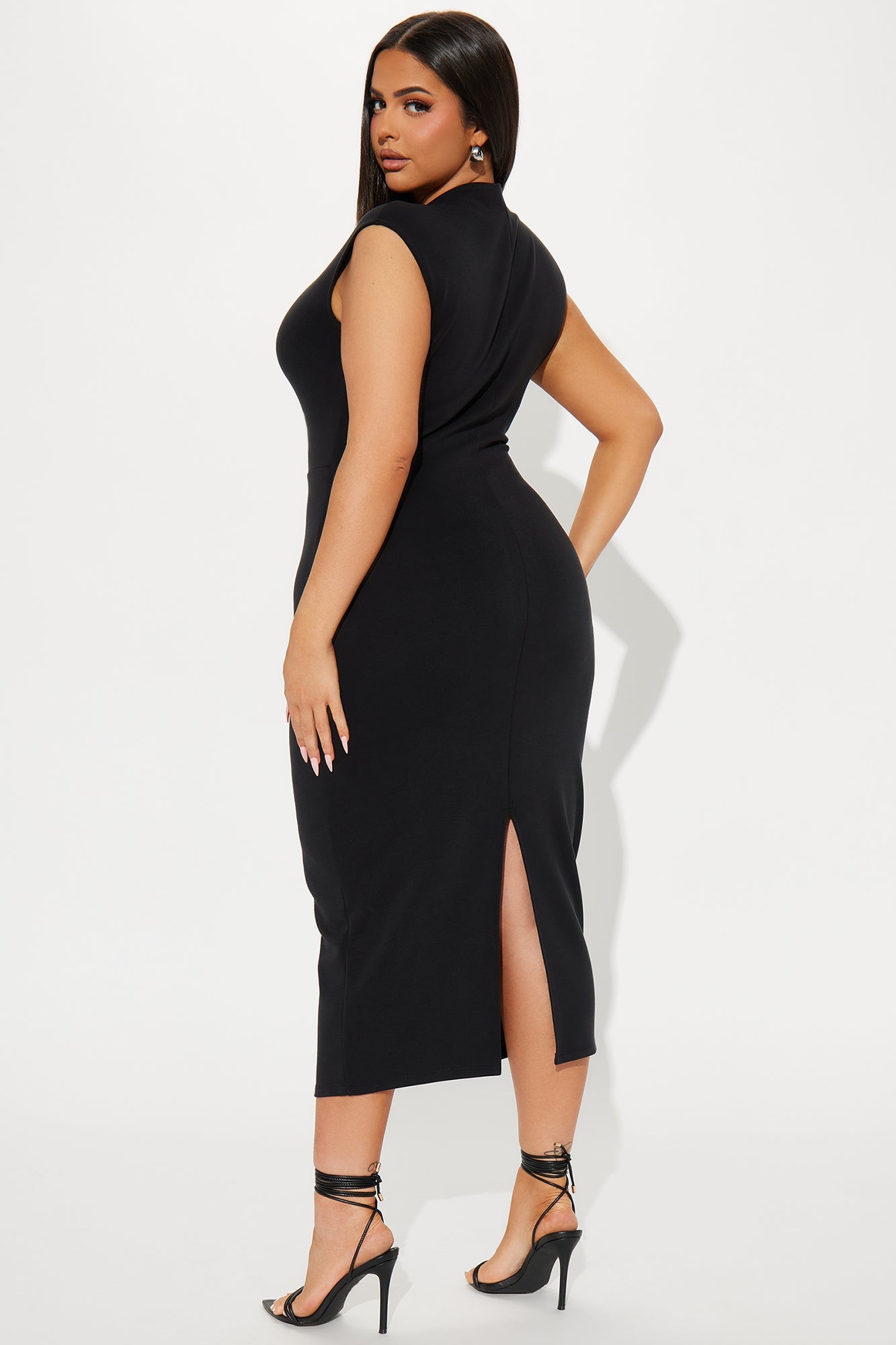Carrie Ruched Body Sculpting Midi Dress - Black