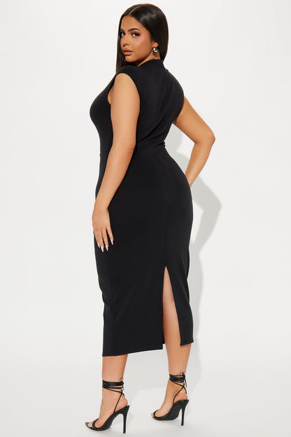 Carrie Ruched Body Sculpting Midi Dress - Black