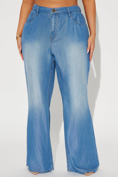 Urban Blues Washed Wide Leg Pant Set - Medium Wash