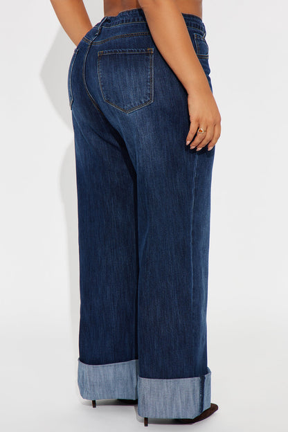 Tall On My Radar Cuffed Straight Leg Jeans - Dark Wash