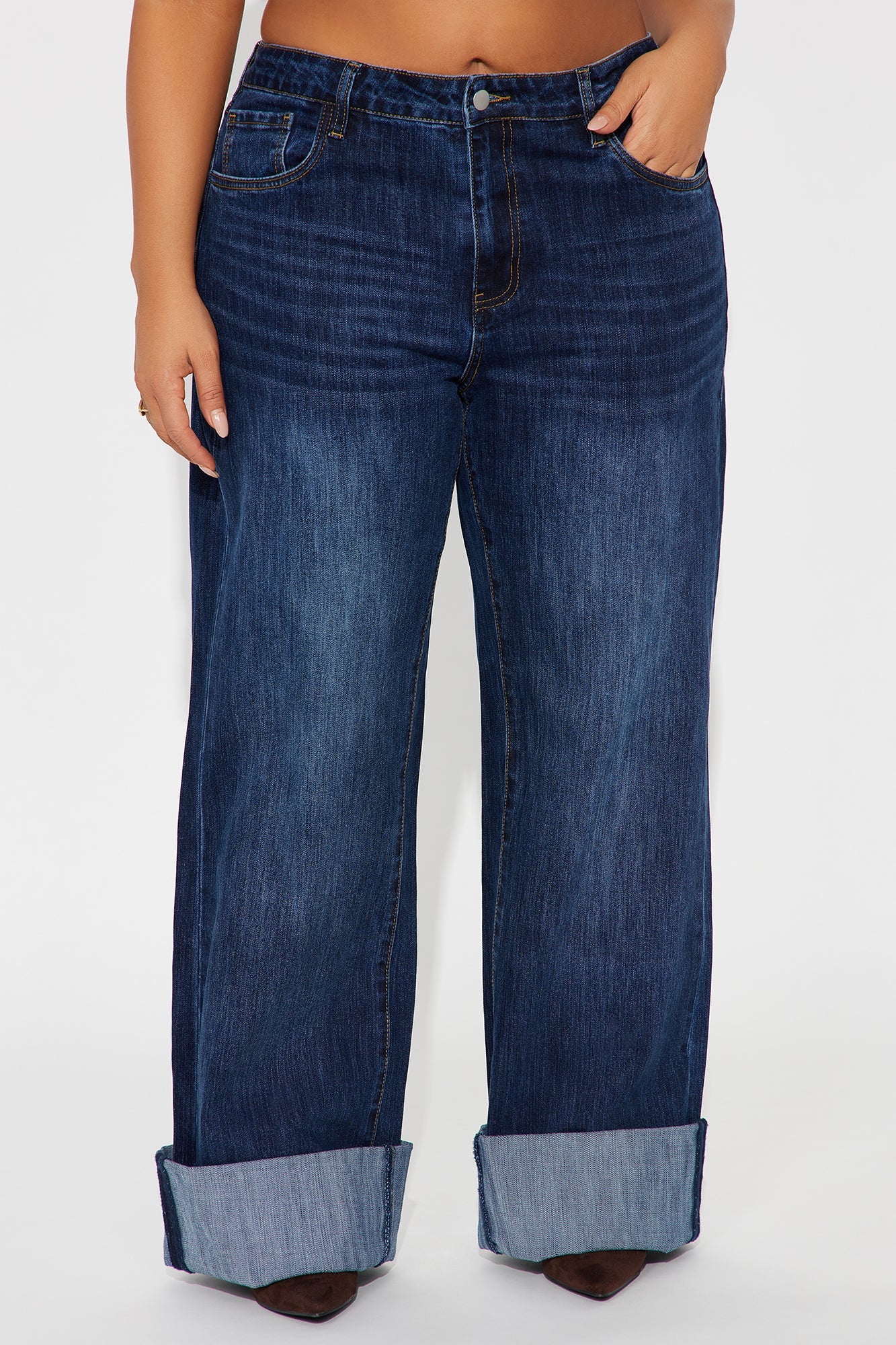 Tall On My Radar Cuffed Straight Leg Jeans - Dark Wash
