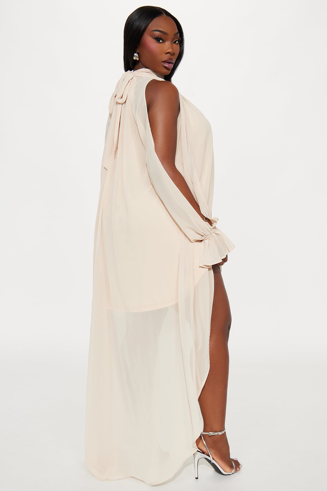 Aryal Long Sleeve Chiffon Maxi Dress - Cream
